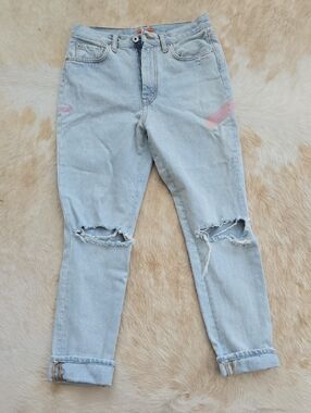 Heron Preston Light Blue Distressed Boyfriend Jeans Size 27